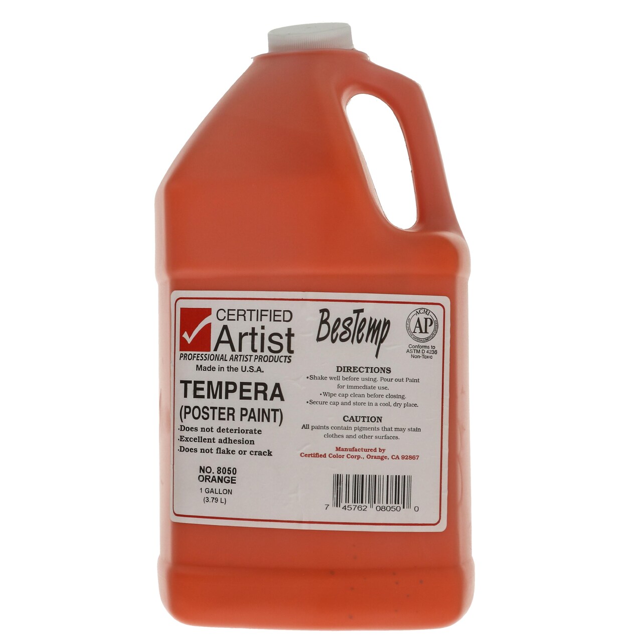 BesTemp Tempera Paint, Gallon Bottle, Regular Colors, Orange